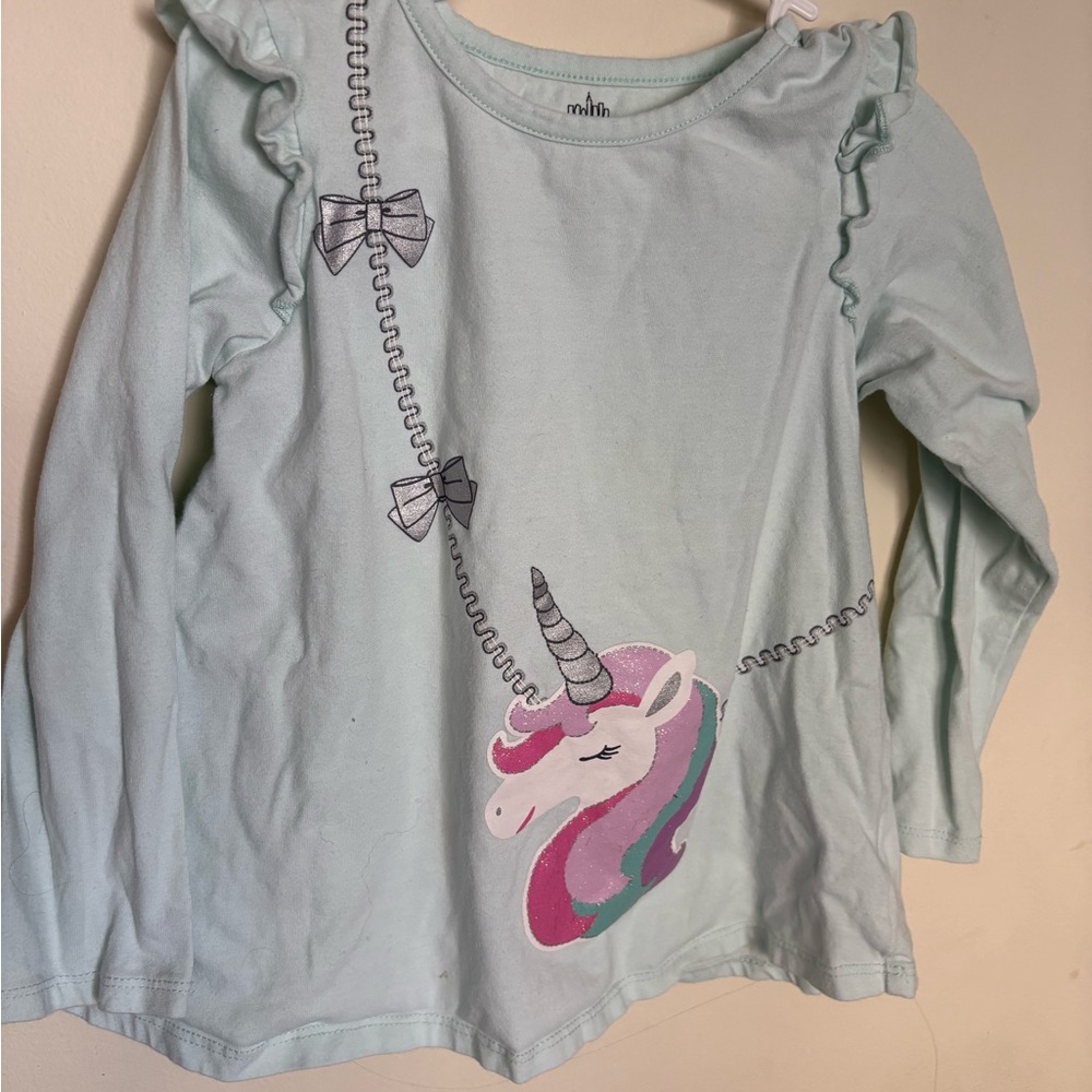 Cat & Jack Light Blue Unicorn Long Sleeve Shirt size 4